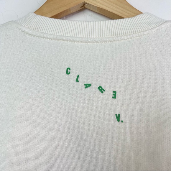 Clare V ‘Le Weekend’ Embroidered Oversized Cream Crewneck Sweatshirt Size Medium - Picture 8 of 16
